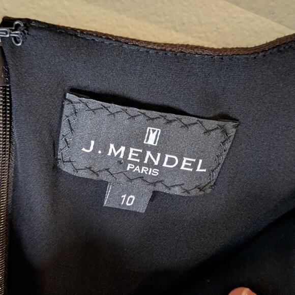 J MENDEL Chocolate Brown Silk Wool Sleeveless Dress Women's Size 10 NWT Designer - Picture 4 of 12